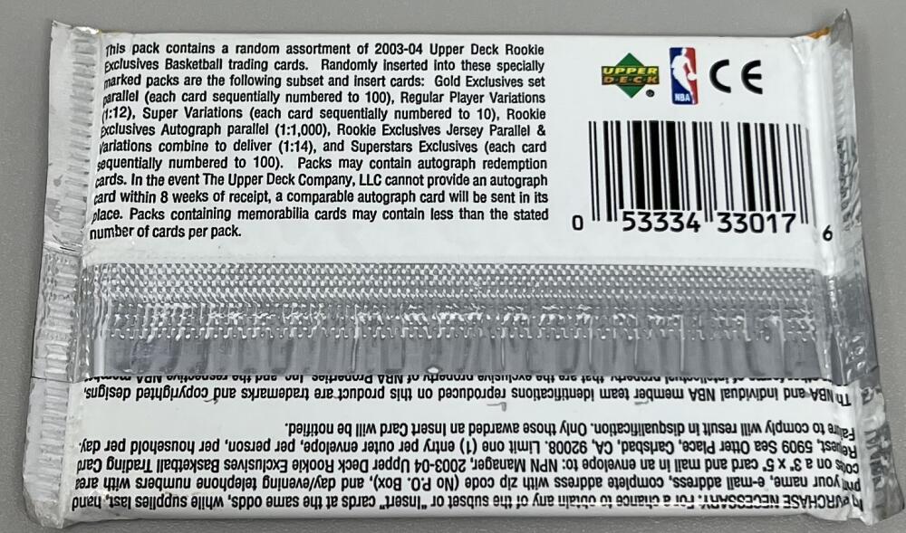 2003-04 Upper Deck Rookie Exclusive Basketball Pack   LeBron Rookie Year Image 2