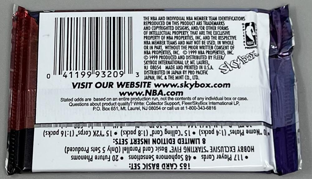 1999-00 Skybox Hoops Basketball Hobby Pack Image 2