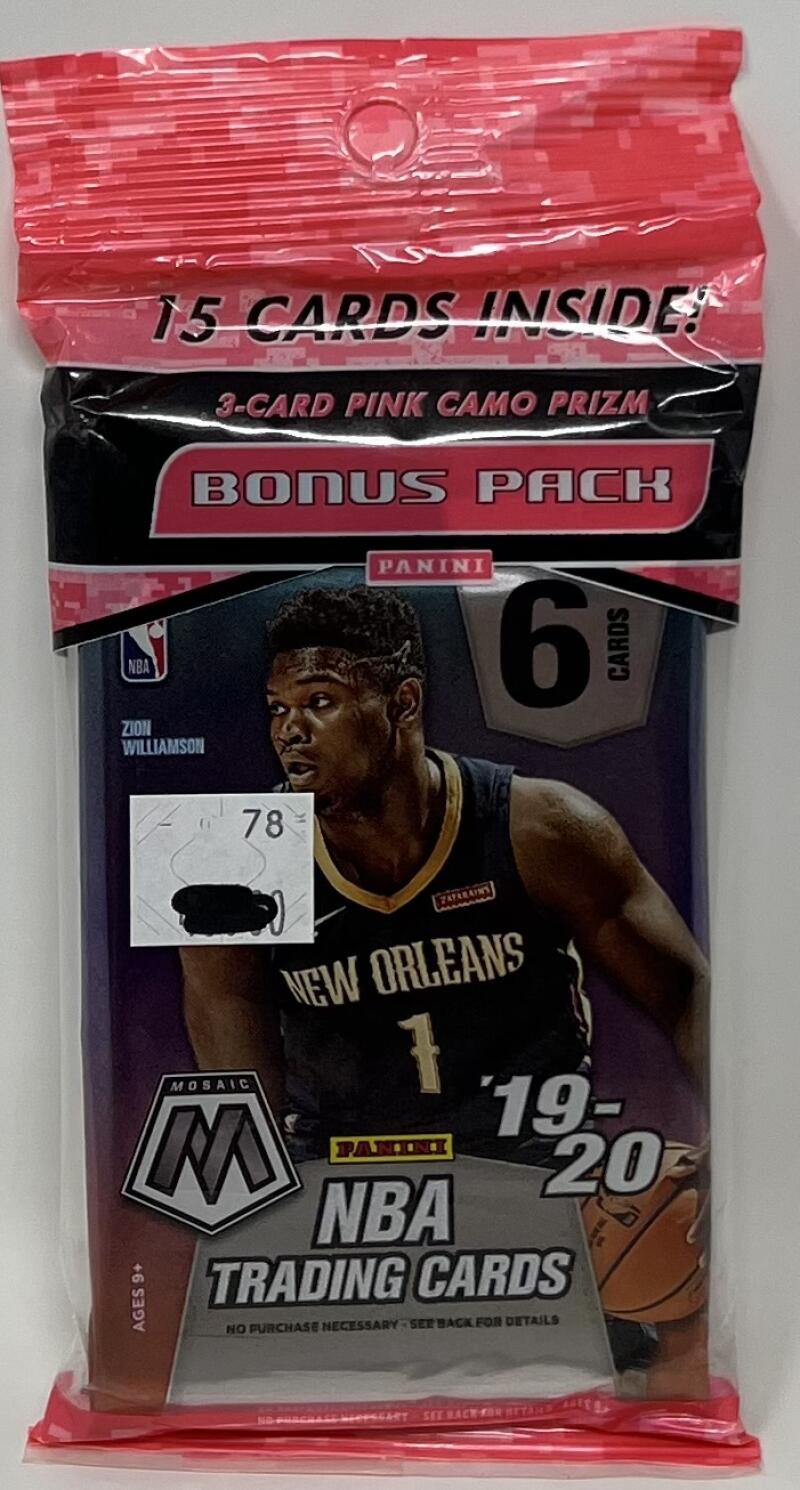 2019-20 Panini Mosaic Basketball Cello Pack ( Pink Camo Prizms) Image 1
