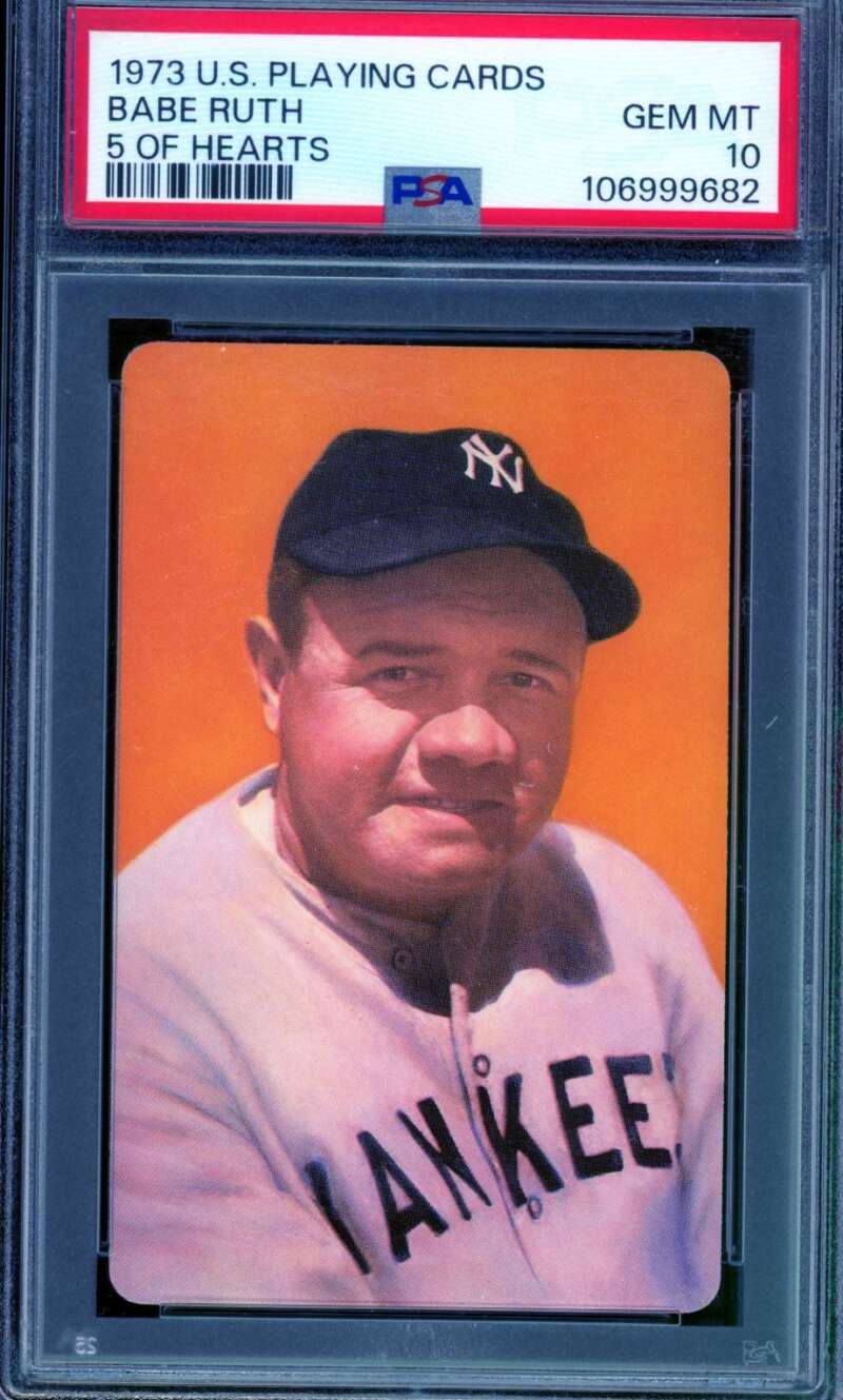Babe Ruth Card 1973 U.S. Playing Cards #5H PSA 10 Image 1