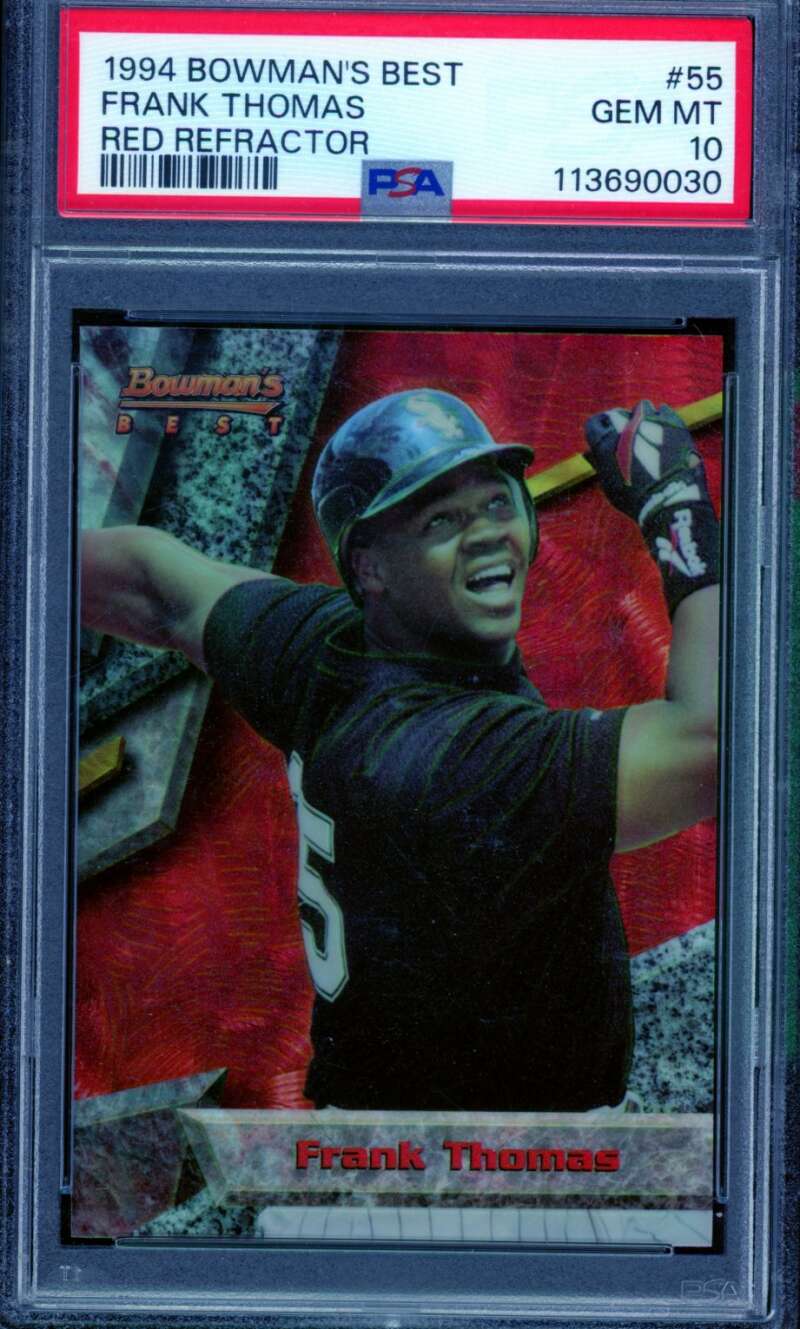Frank Thomas Card 1994 Bowman's Best Red Refractor (pop 18) #55 PSA 10 Image 1
