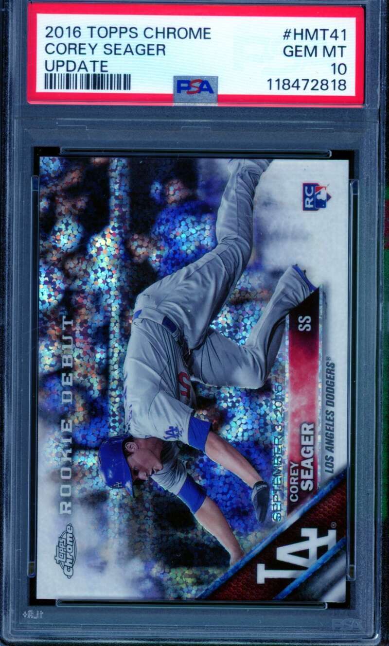 Corey Seager Rookie Card 2016 Topps Chrome Update #HMT41 PSA 10 Image 1