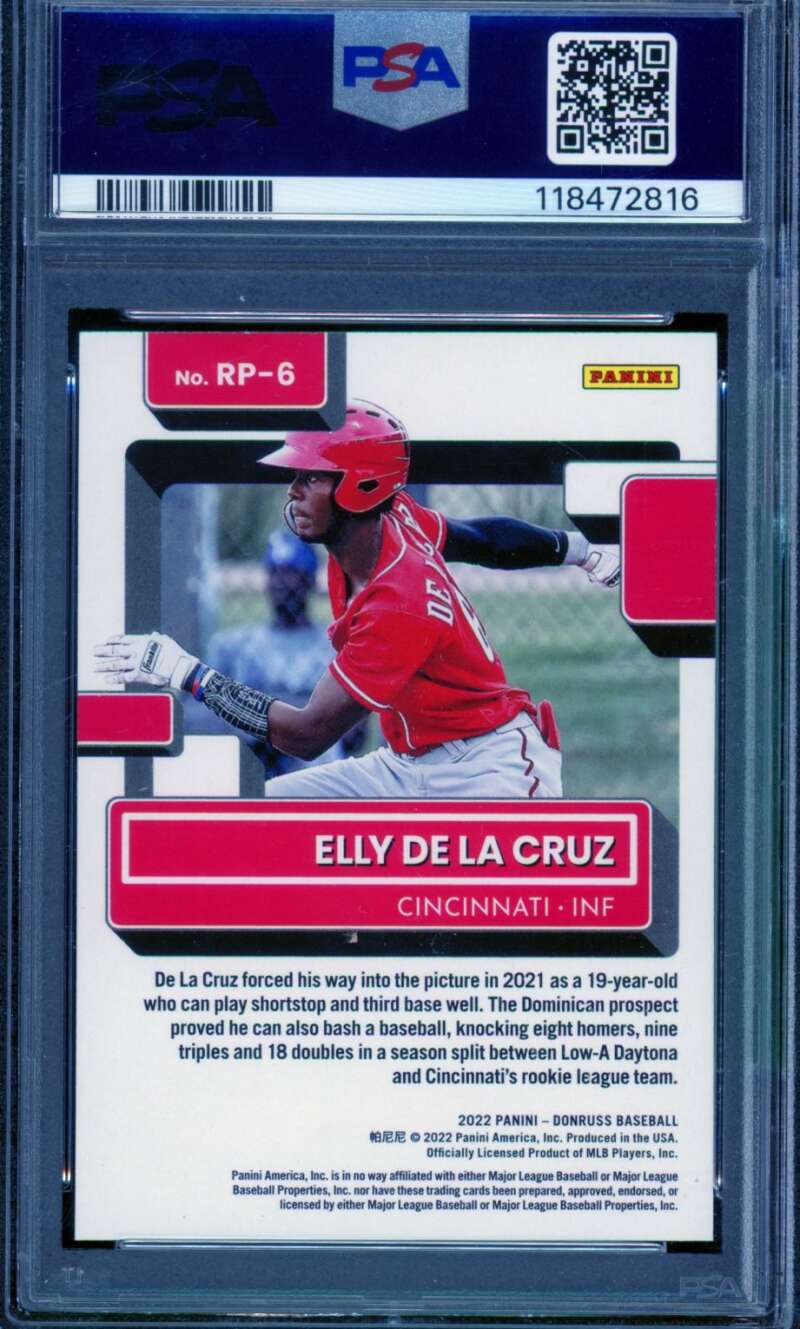 Elly De La Cruz Card 2022 Donruss Rated Prospect Cector #RP6 PSA 9 Image 2