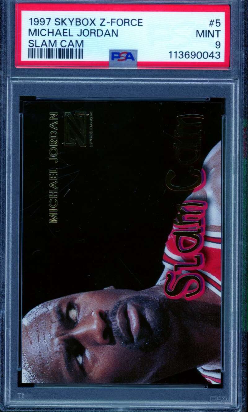 Michael Jordan Card 1997-98 SkyBox Z-Force Slam Cam #5 PSA 9 Image 1
