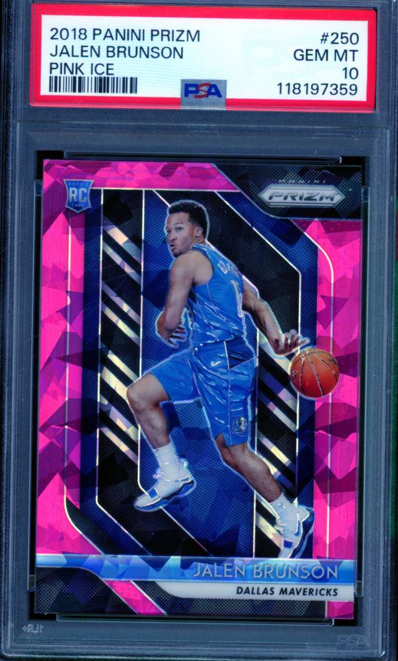 Jalen Brunson Rookie Card 2018-19 Panini Prizm Pink Ice #250 PSA 10 Image 1