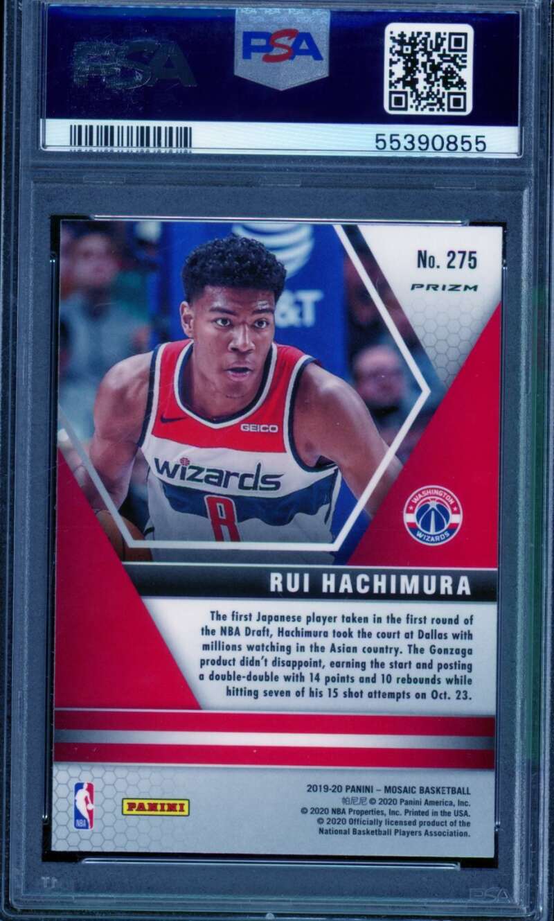 Rui Hachimura Rookie Card 2019-20 Panini Mosaic Silver #275 PSA 10 Image 2