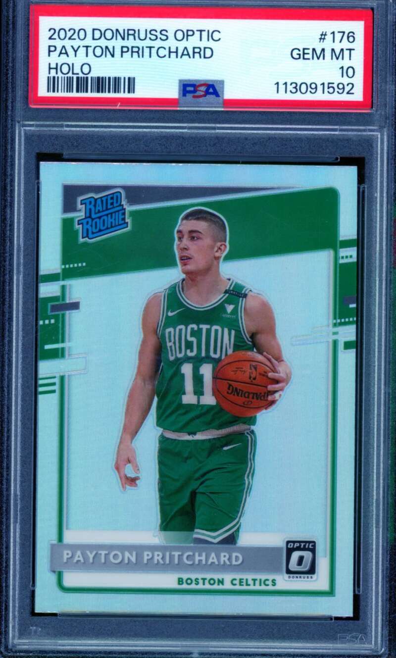 Payton Pritchard Rookie Card 2020-21 Donruss Optic Holo (pop 20) #176 PSA 10 Image 1