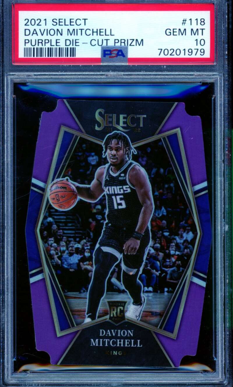 Davion Mitchell Rookie 2021-22 Select Purple Die Cut Prizm (pop 3) #118 PSA 10 Image 1