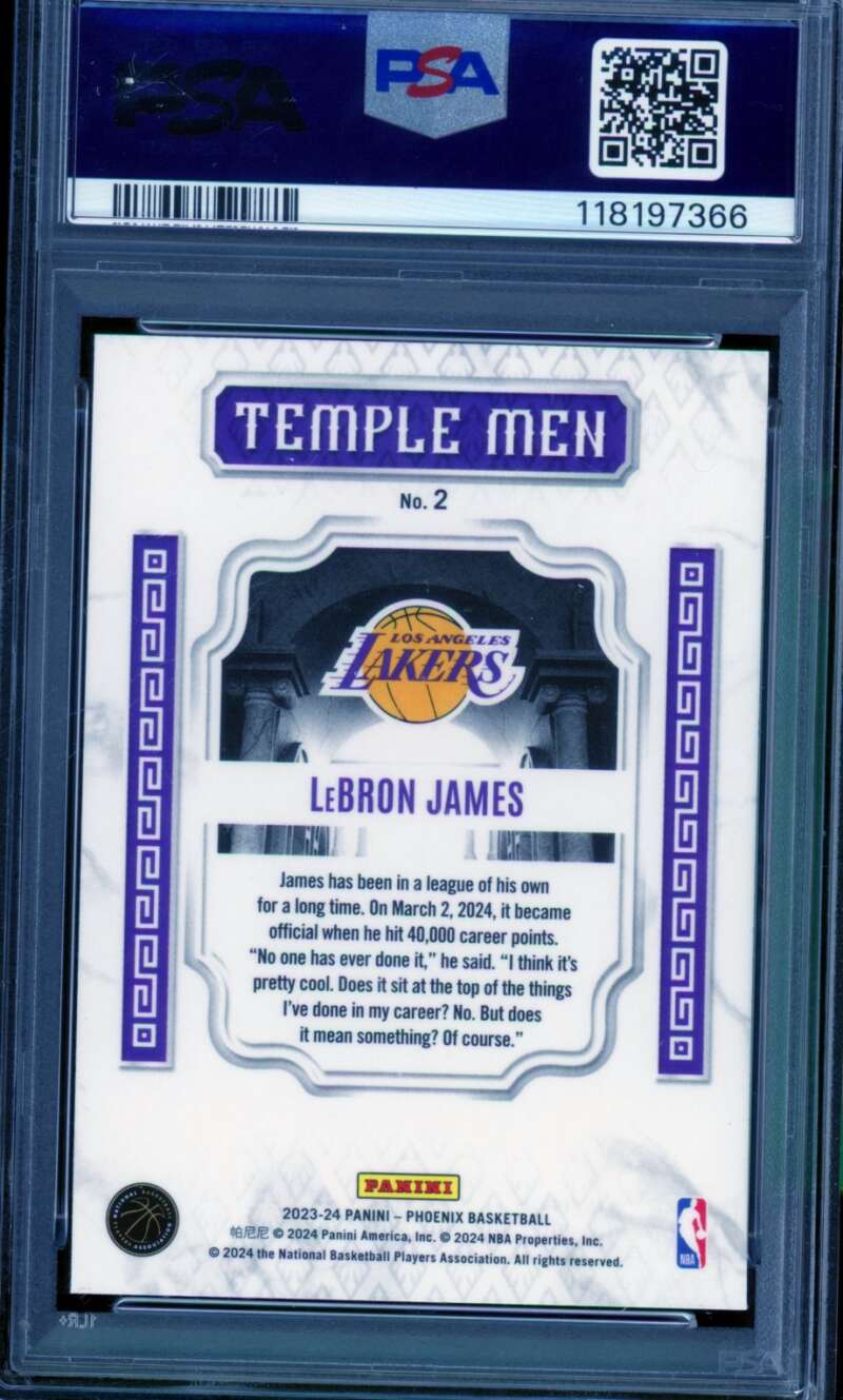 LeBron James Card 2023-24 Phoenix Temple Men #2 PSA 9 Image 2
