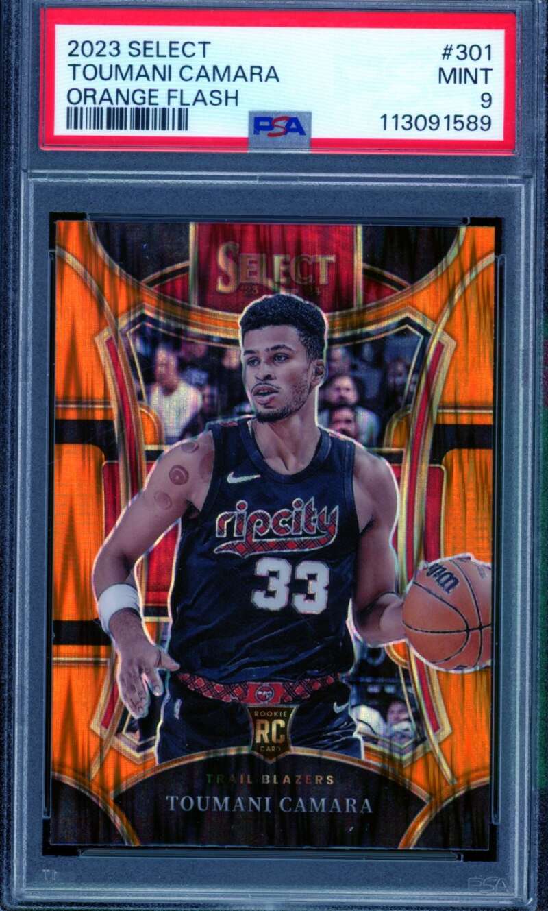 Toumani Camara Rookie Card 2023-24 Select Orange Flash #301 PSA 9 Image 1