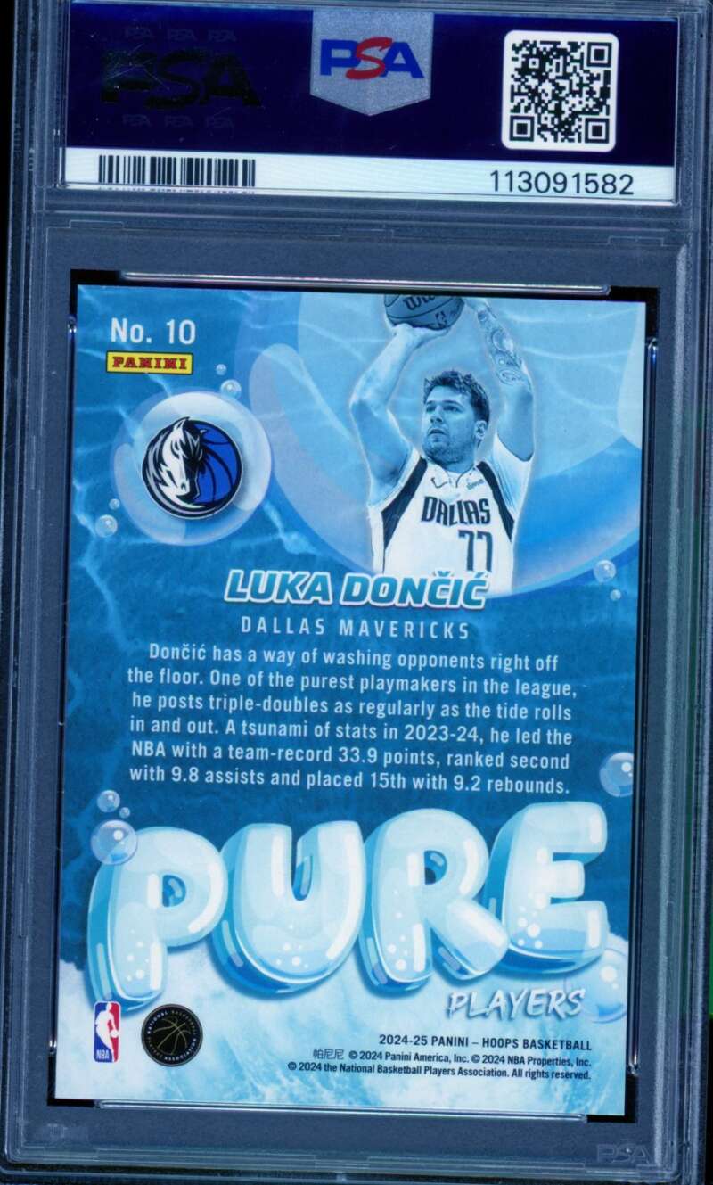 Luka Doncic Card 2024-25 Hoops Pure Players (pop 3) #10 PSA 10 Image 2