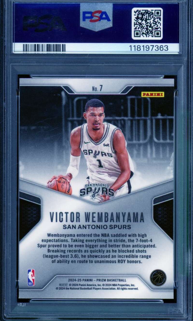 Victor Wembanyama Card 2024-25 Prizm Dominance (pop 2) #7 PSA 10 Image 2