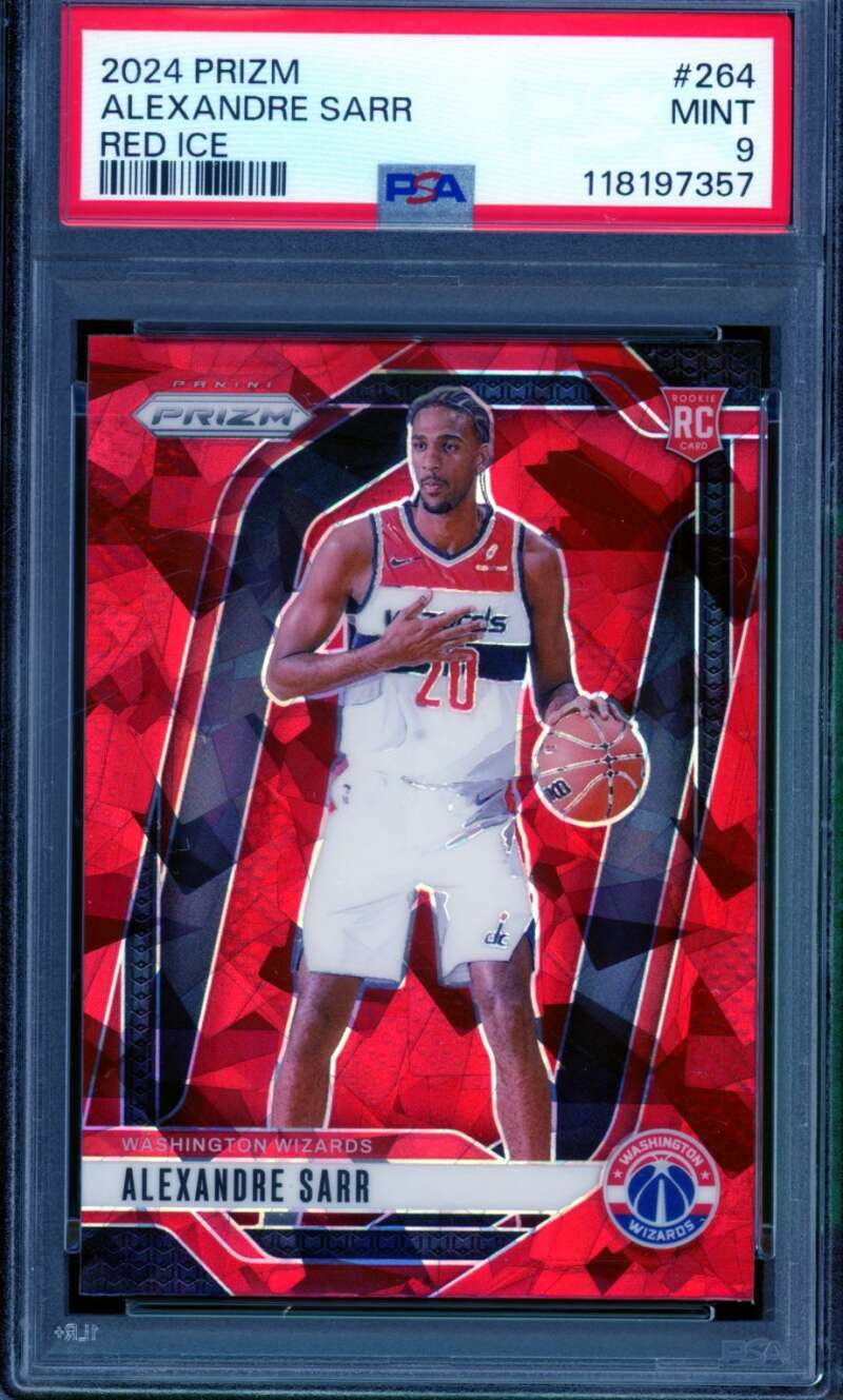 Alexandre Sarr Card 2024-25 Prizm Red Ice (pop 12) #264 PSA 9 Image 1