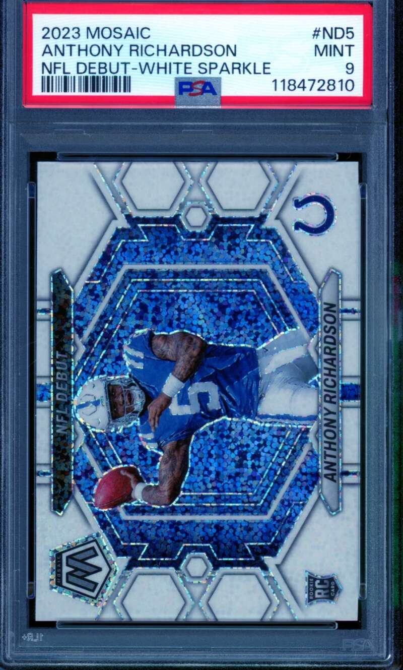 Anthony Richardson Rookie Card 2023 Mosaic NFL Debut White Sparkle #ND5 PSA 9 Image 1