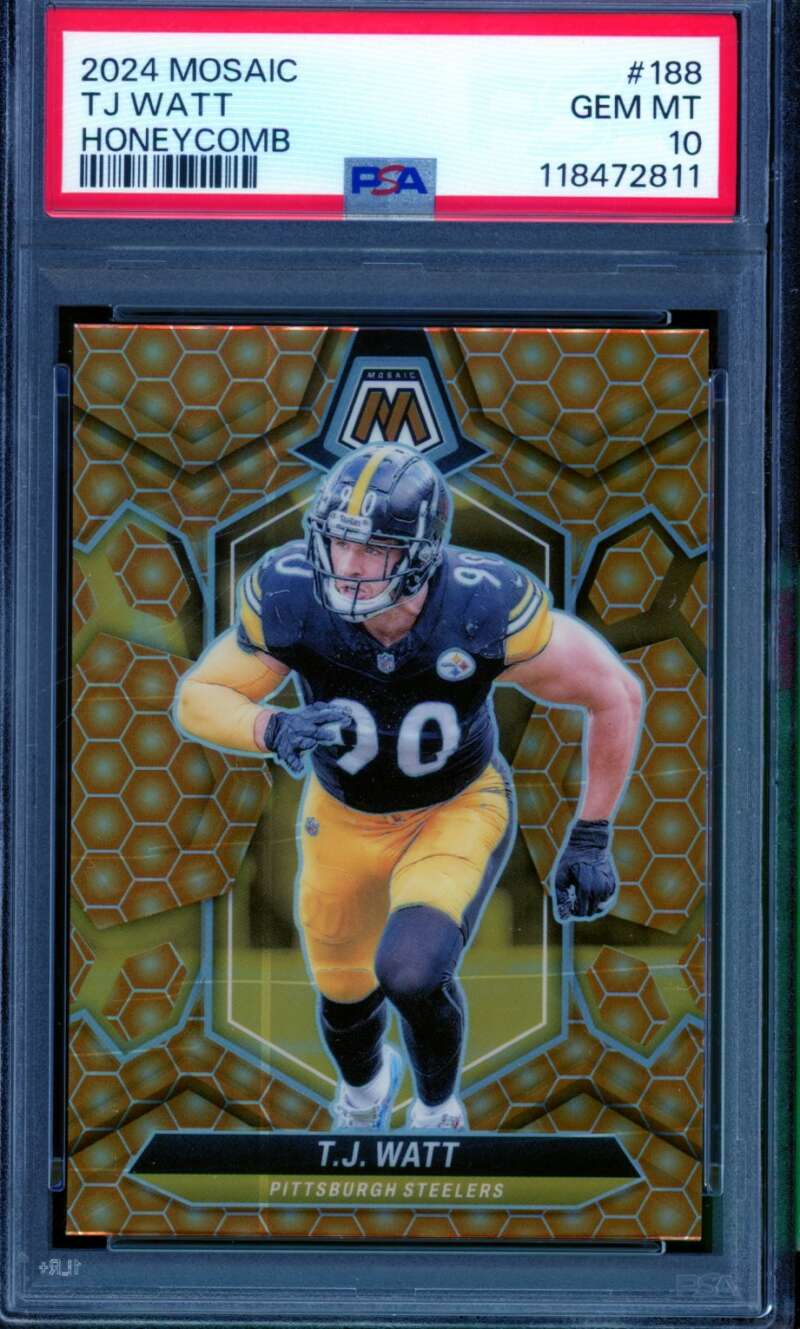 T.J. Watt Card 2024 Mosaic Honeycomb (pop 6) #188 PSA 10 Image 1
