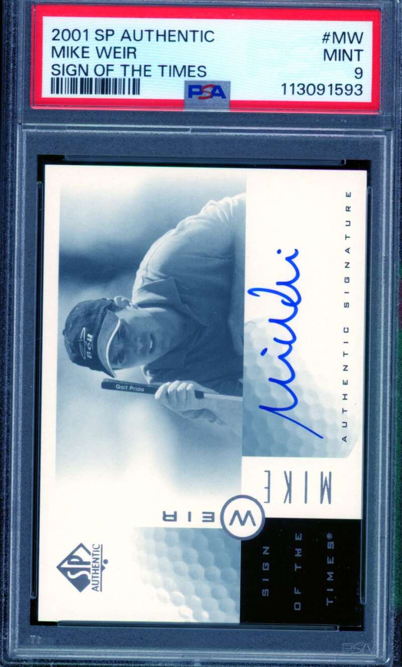Mike Weir Rookie Card 2001 SP Authentic Sign Of The Times #MW PSA 9 Image 1
