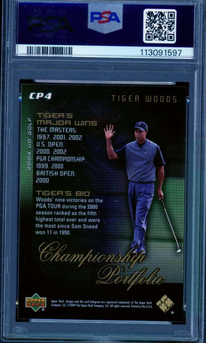 Tiger Woods Card 2004 Upper Deck Golf Championship Portfolio (pop 7) #CP4 PSA 10 Image 2