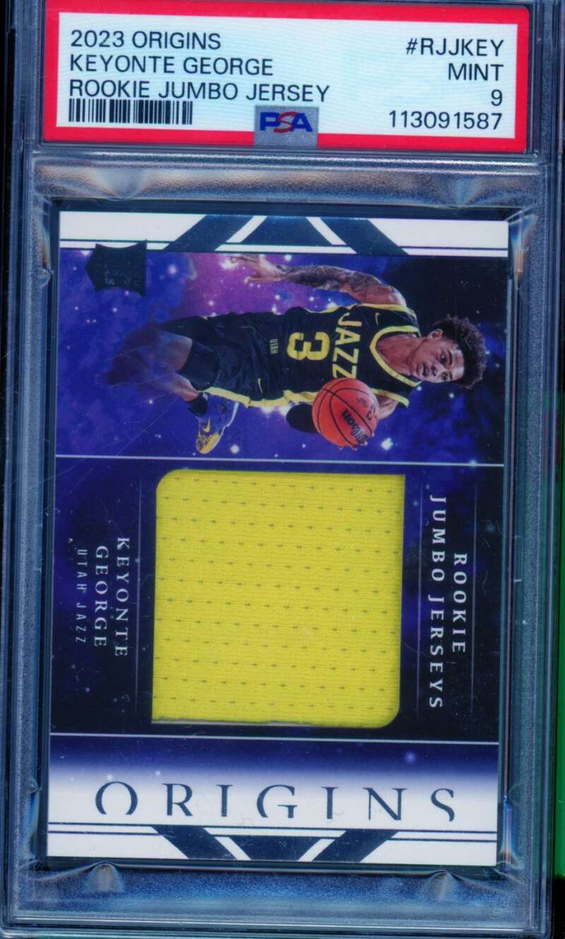 Keyonte George Rookie Card 2023-24 Origins Jumbo Jersey (pop 2) #Rjjkey PSA 9 Image 1