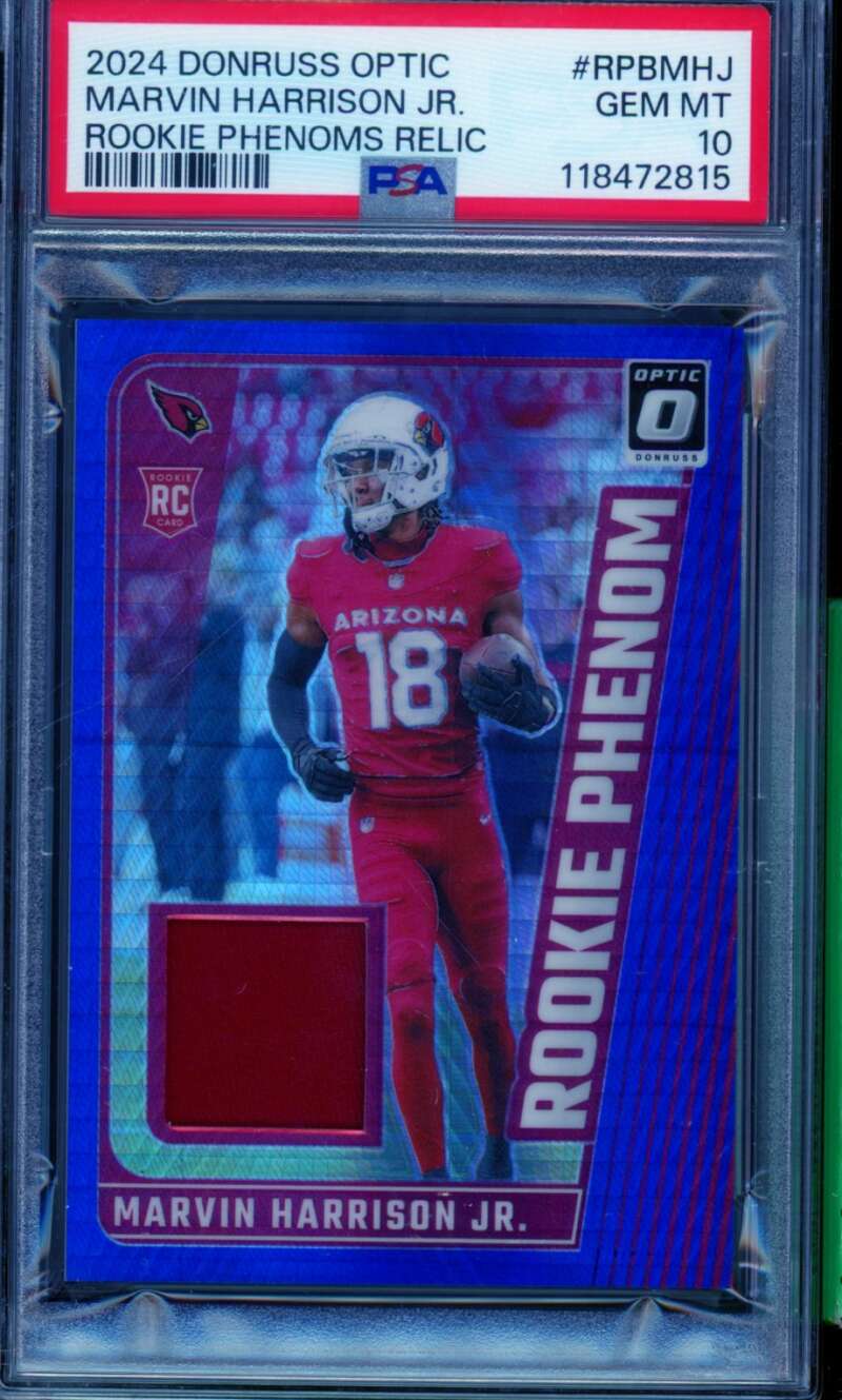 Marvin Harrison Jr. Rookie Card 2024 Donruss Optic Phenoms Relic #Rpbmhj PSA 10 Image 1