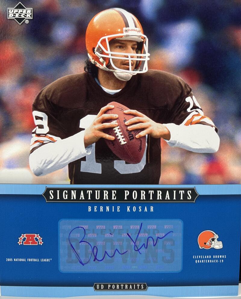 Browns QB Bernie Kosar Autograph Signed UD Portraits 8x10 Poster UD Authentic Image 1