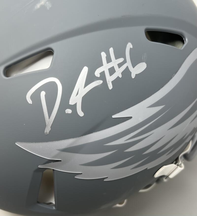 DeVonta Smith Autograph Signed Eagles Full Size Football Helmet Fanatics Authentic Image 2