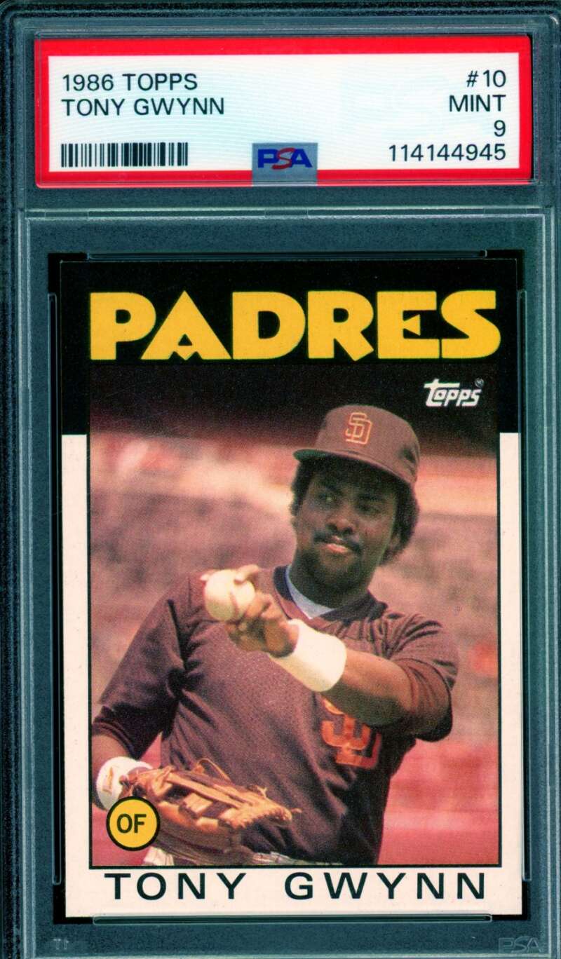 Tony Gwynn Card 1986 Topps #10 PSA 9 Image 1