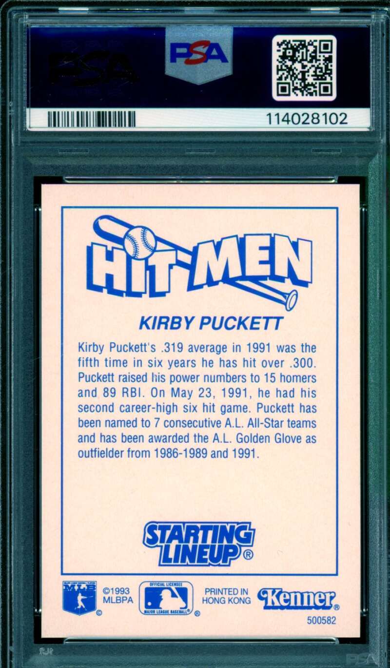Kirby Puckett Card 1993 Kenner Starting Lineup-Hit Men (pop 3) #nno PSA 9 Image 2