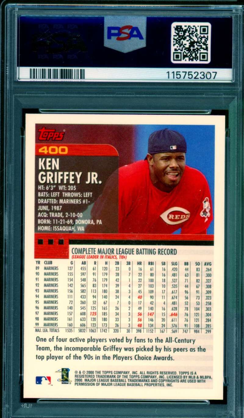 Ken Griffey Jr. Card 2000 Topps #400 PSA 9 Image 2