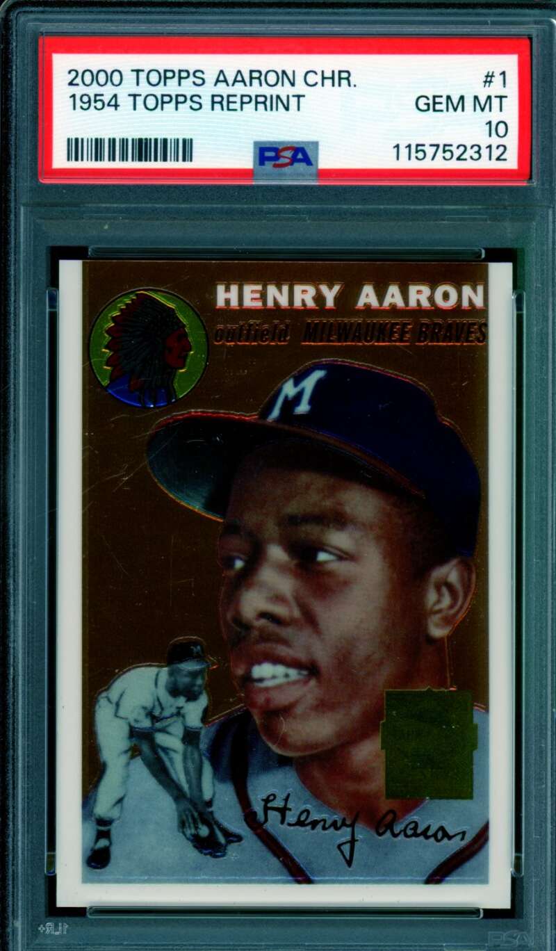 Hank Aaron Card 2000 Topps Chrome #1954 Repint (pop 19) #1 PSA 10 Image 1