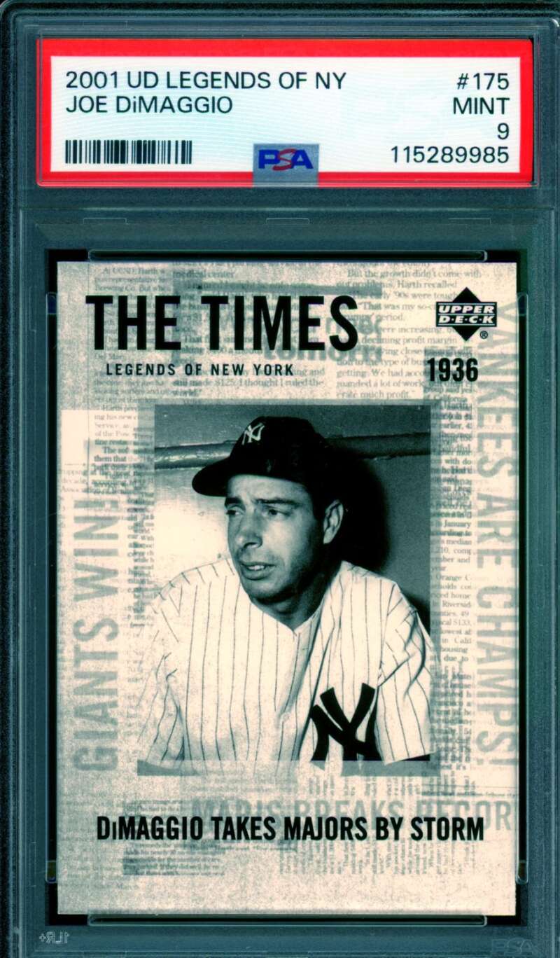 Joe Dimaggio Card 2001 UD Legends Of New York (pop 2) #175 PSA 9 Image 1