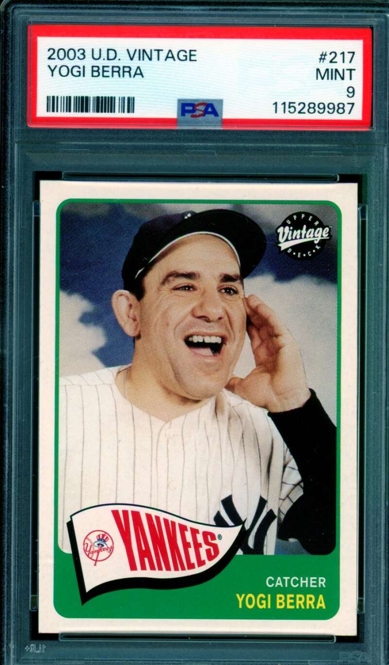 Yogi Berra Card 2003 U.D. Vintage (pop 2) #217 PSA 9 Image 1