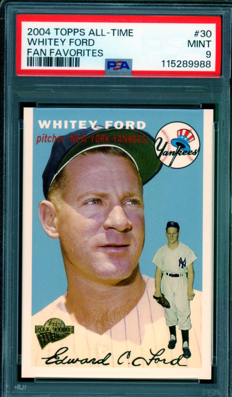 Whitey Ford Card 2004 Topps All-Time Fan Favorites (pop 1) #30 PSA 9 Image 1