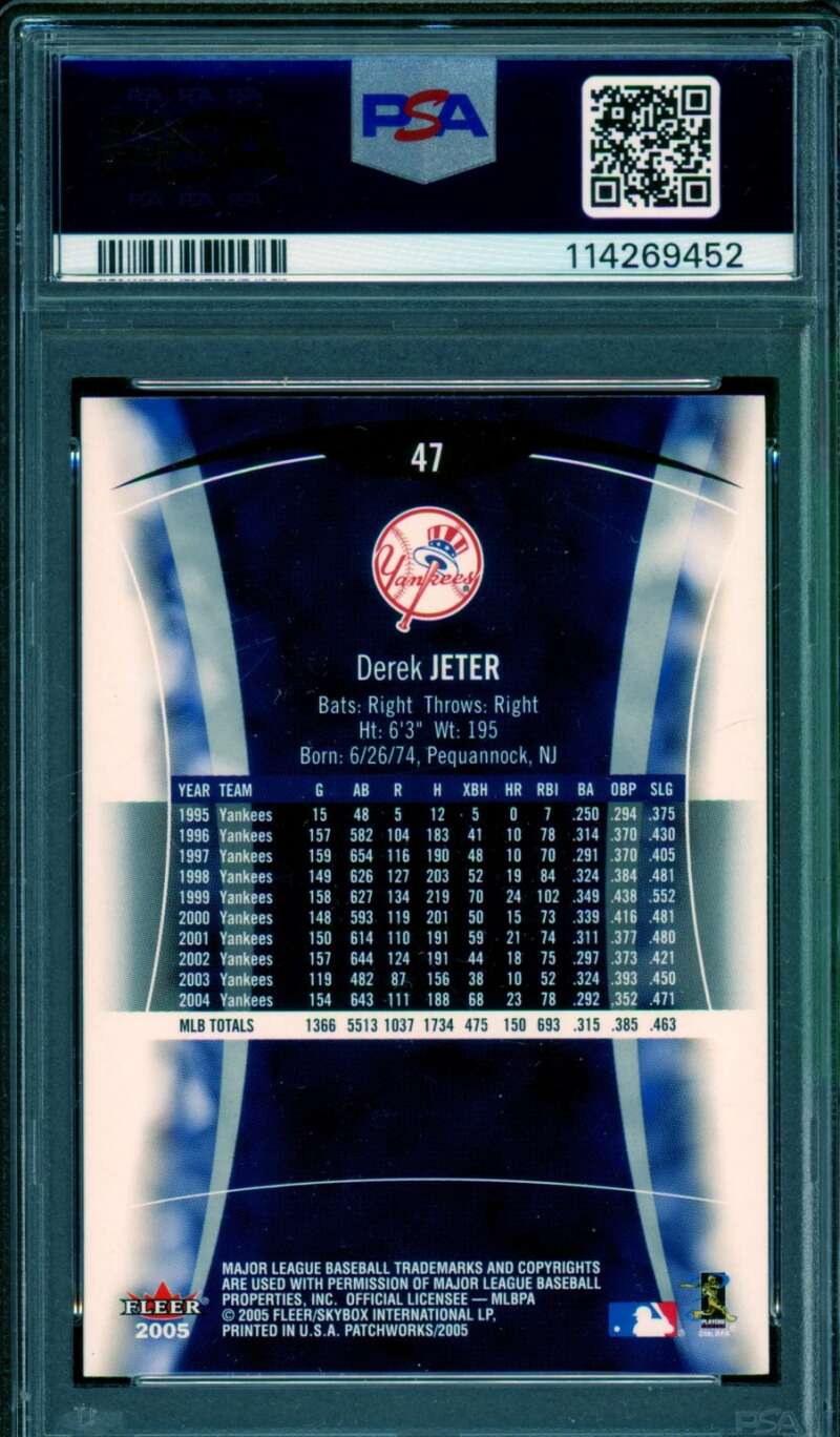 Derek Jeter Card 2005 Fleer Patchworks #47 PSA 9 Image 2