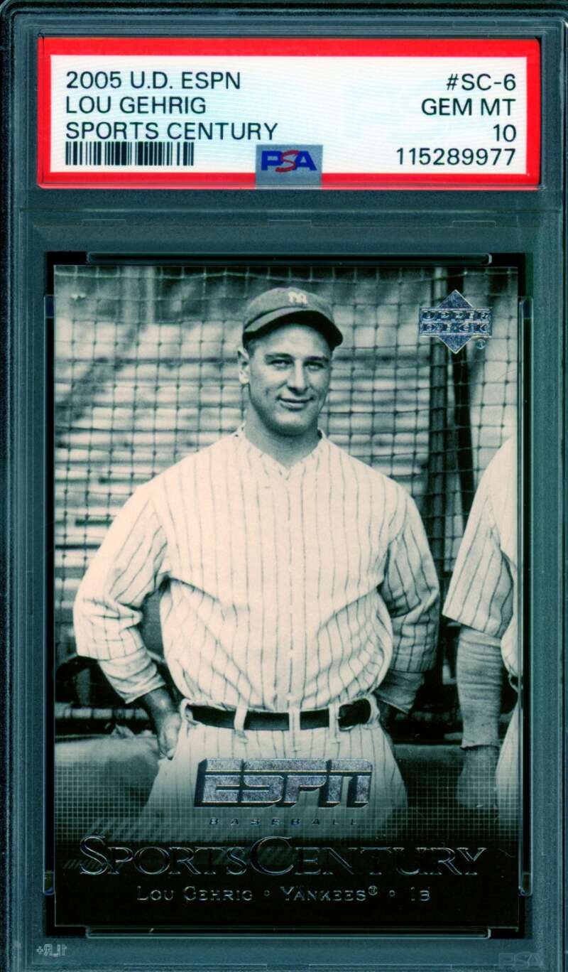 Lou Gehrig Card 2005 U.D. ESPN Sports Century (pop 2) SC-6 PSA 10 Image 1