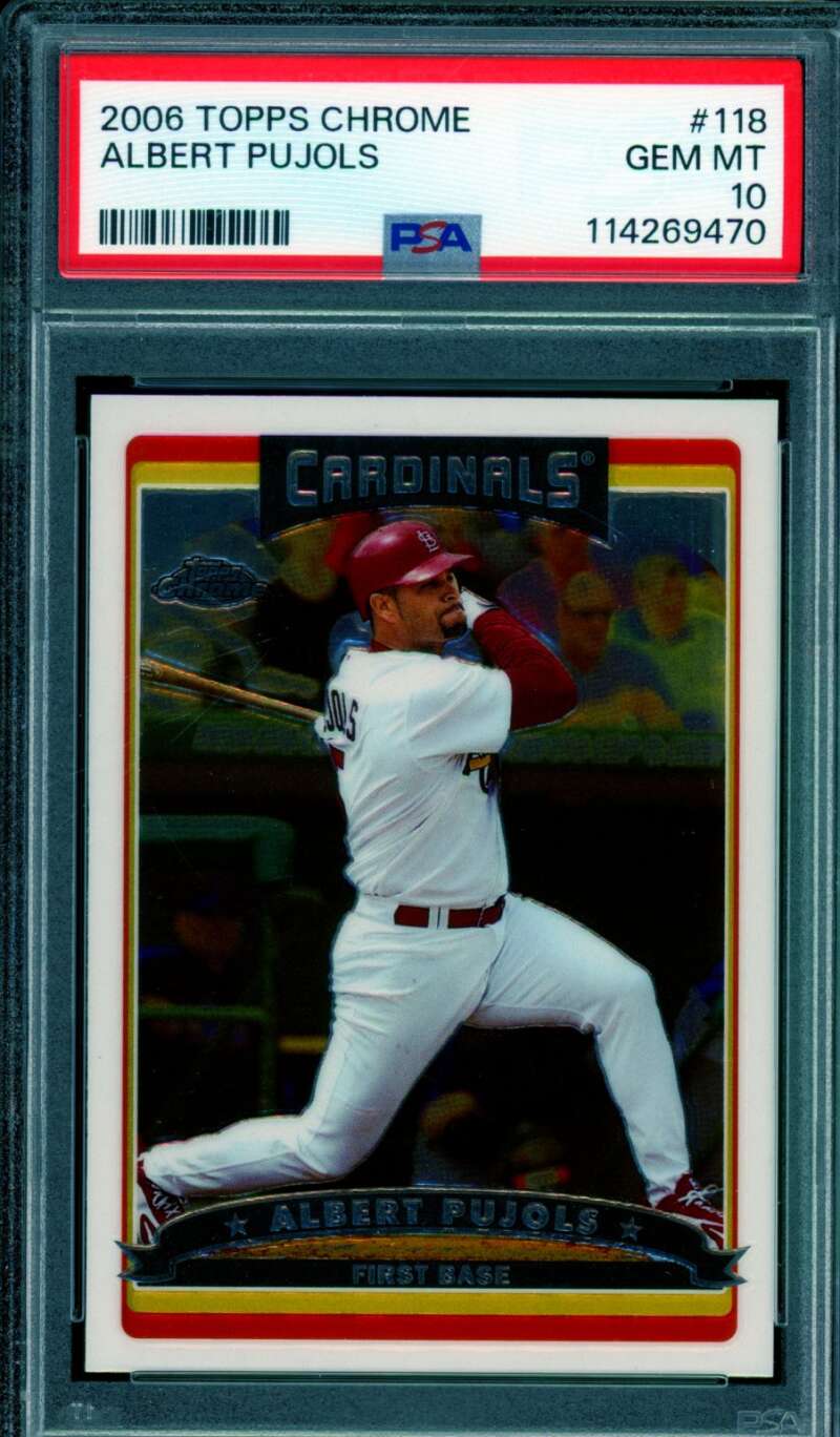 Albert Pujols Card 2006 Topps Chrome #118 PSA 10 Image 1