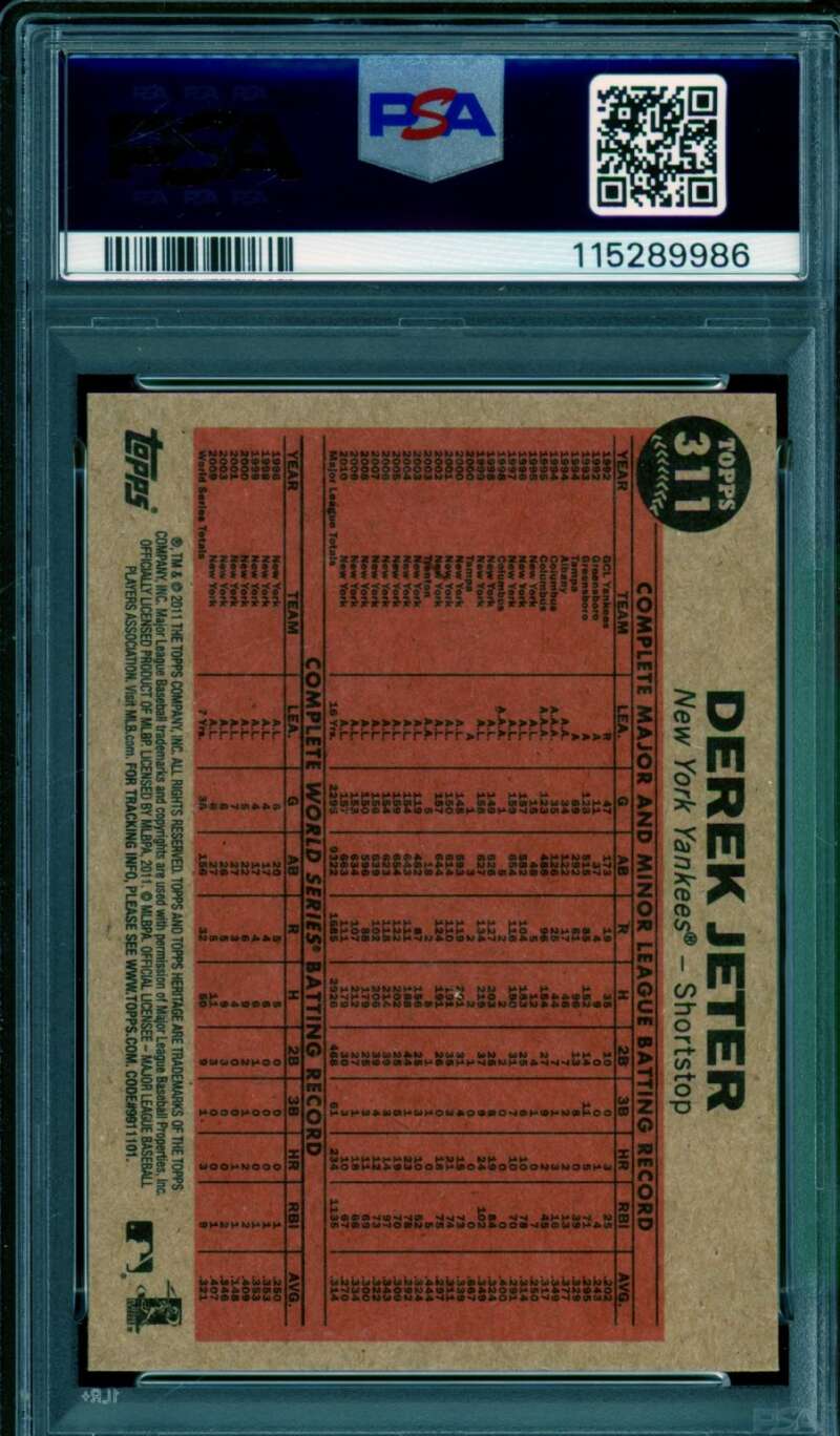 Derek Jeter Card 2011 Topps Heritage #311 PSA 10 Image 2