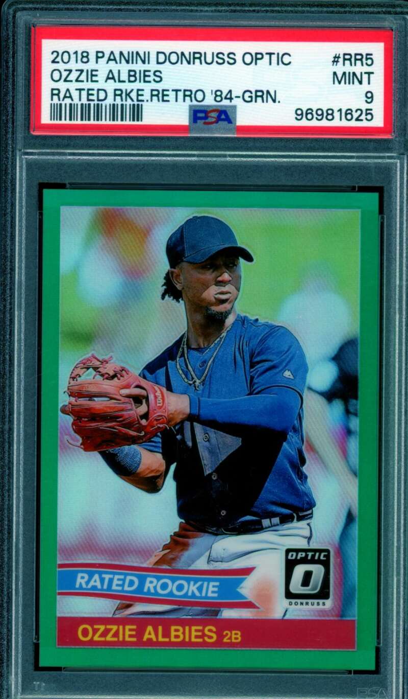 Ozzie Albies 2018 Donruss Optic Rated Rookie Retro 84 Green (5/5) #Rr5 PSA 9 Image 1