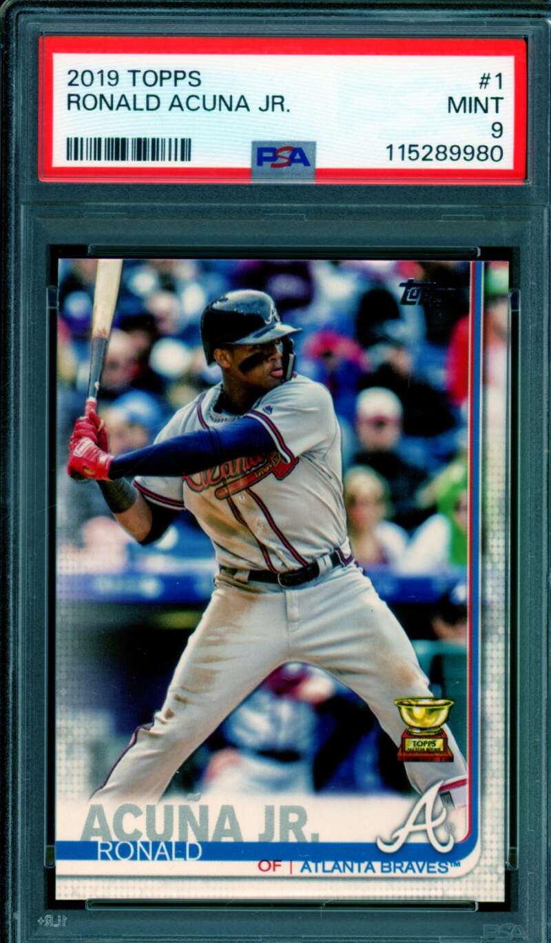 Ronald Acuna Jr. Card 2019 Topps #1 PSA 9 Image 1