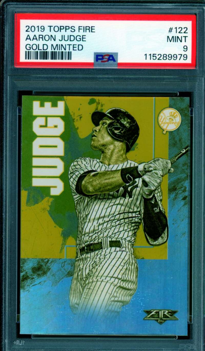 Aaron Judge Card 2019 Topps Fire Gold Minted (pop 1) #122 PSA 9 Image 1