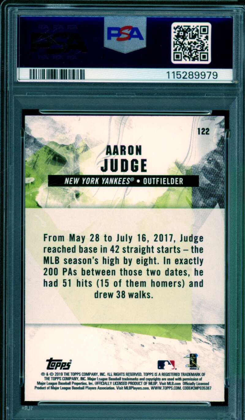 Aaron Judge Card 2019 Topps Fire Gold Minted (pop 1) #122 PSA 9 Image 2