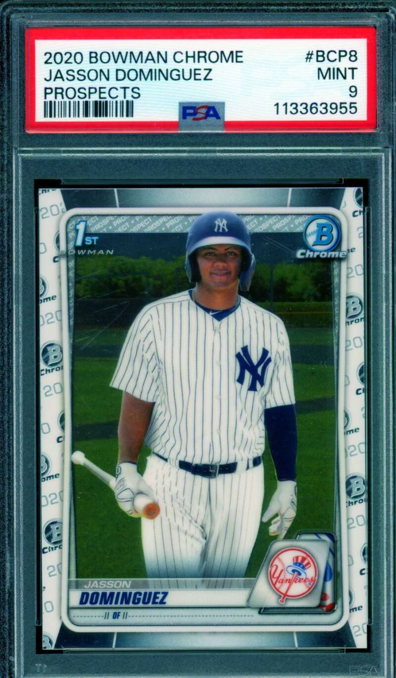 Jasson Dominguez Rookie Card 2020 Bowman Chrome #BCP8 PSA 9 Image 1