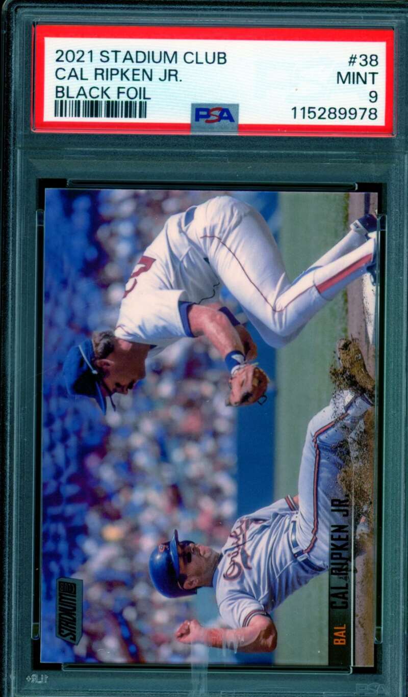 Cal Ripken Jr. Card 2021 Stadium Club Black Foil (pop 1) #38 PSA 9 Image 1