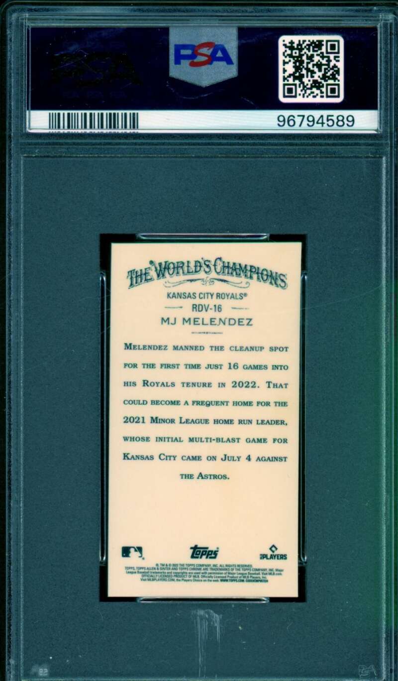 MJ Melendez 2022 Allen Ginter Chrome Rookie Design Var Minis (pop 8) #6 PSA 10 Image 2