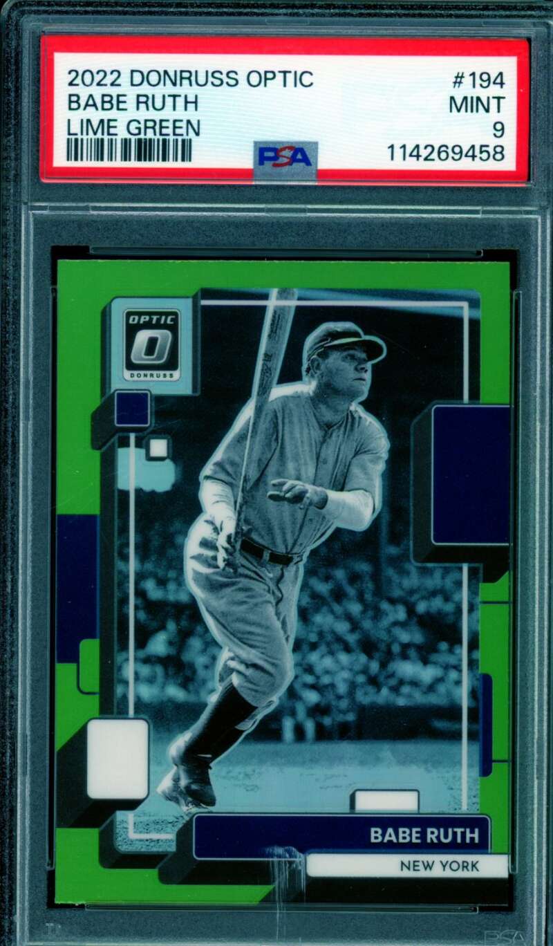 Babe Ruth Card 2022 Donruss Optic Lime Green (pop 2) #194 PSA 9 Image 1
