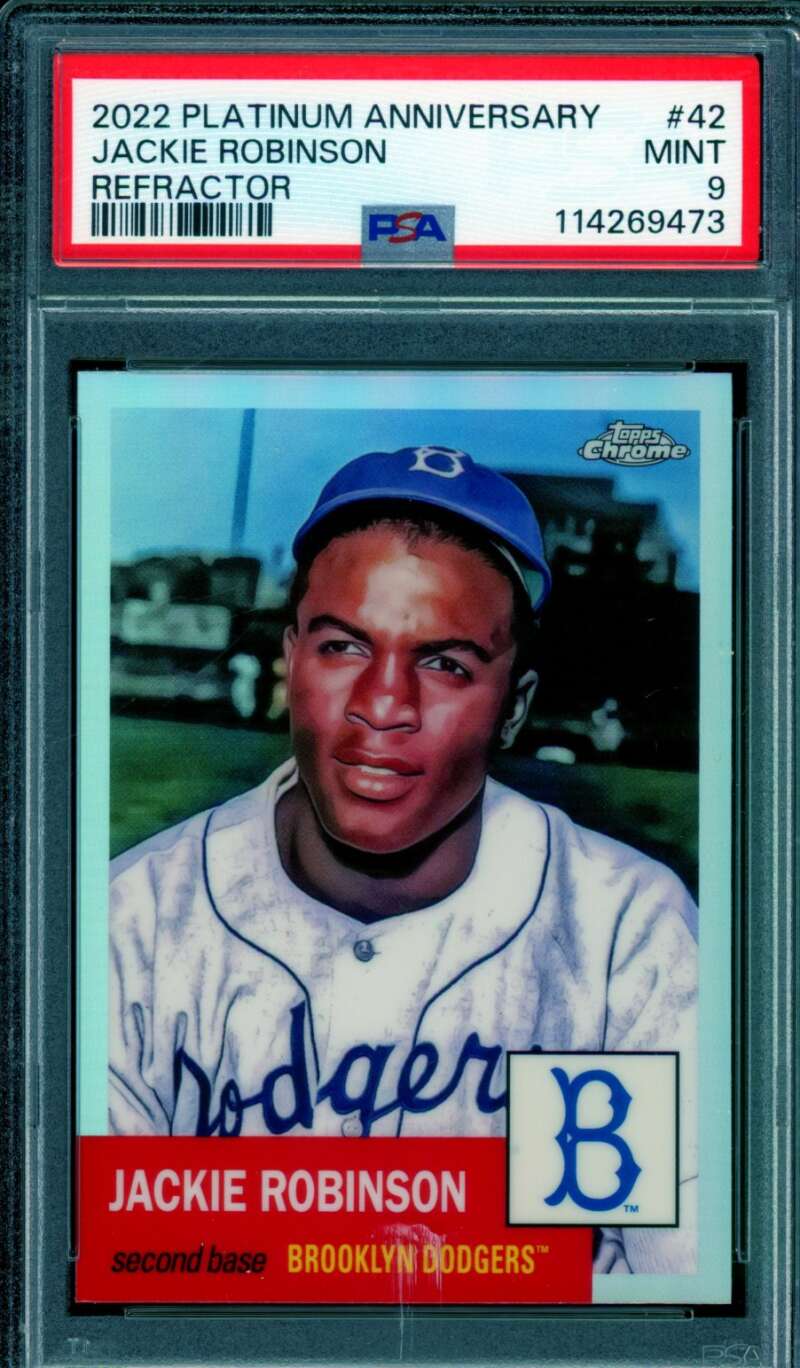 Jackie Robinson Card 2022 Topps Platinum Anniversary Refractor (pop 8) #42 PSA 9 Image 1