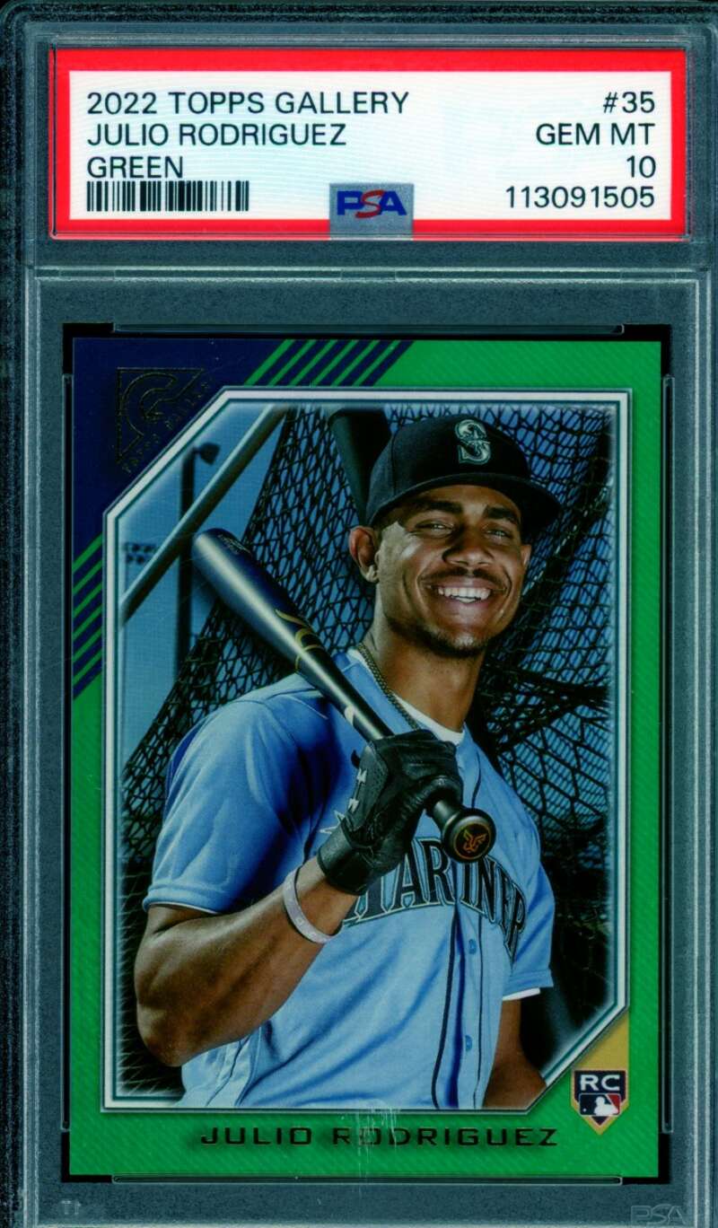 Julio Rodriguez Rookie 2022 Topps Gallery Green (116/125) (pop 10) #35 PSA 10 Image 1