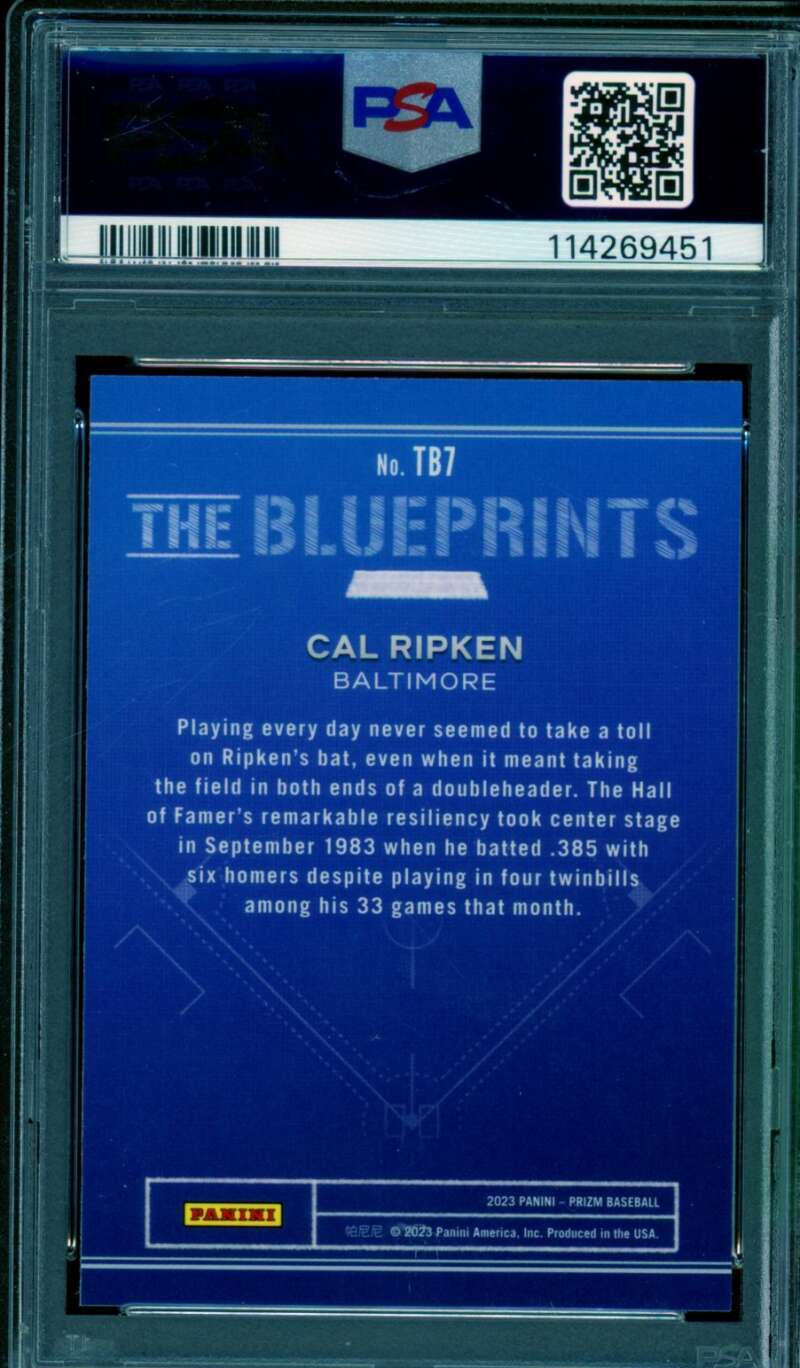 Cal Ripken Card 2023 Panini Prizm The Blueprints (pop 1) #TB7 PSA 10 Image 2