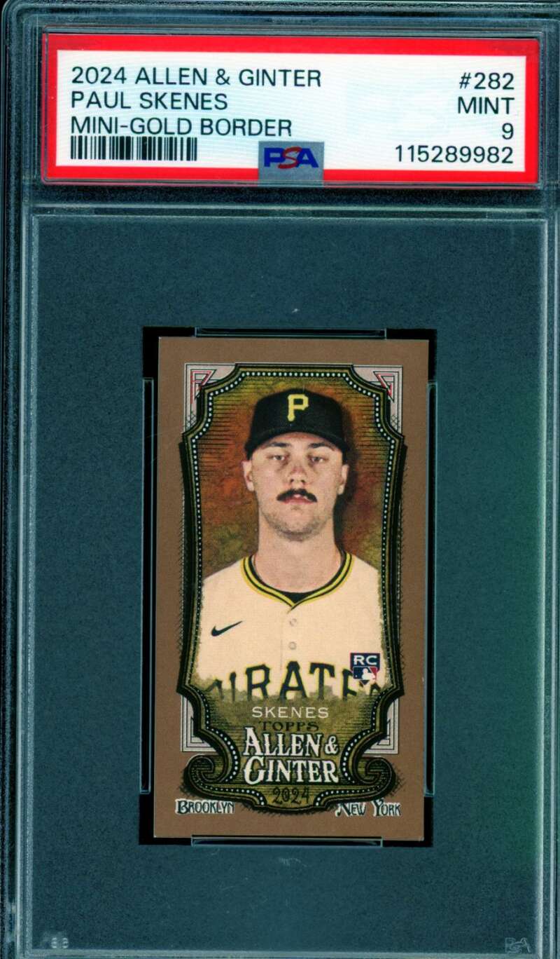 Paul Skenes Rookie Card 2024 Allen Ginter Mini-Gold Border (pop 14) #282 PSA 9 Image 1
