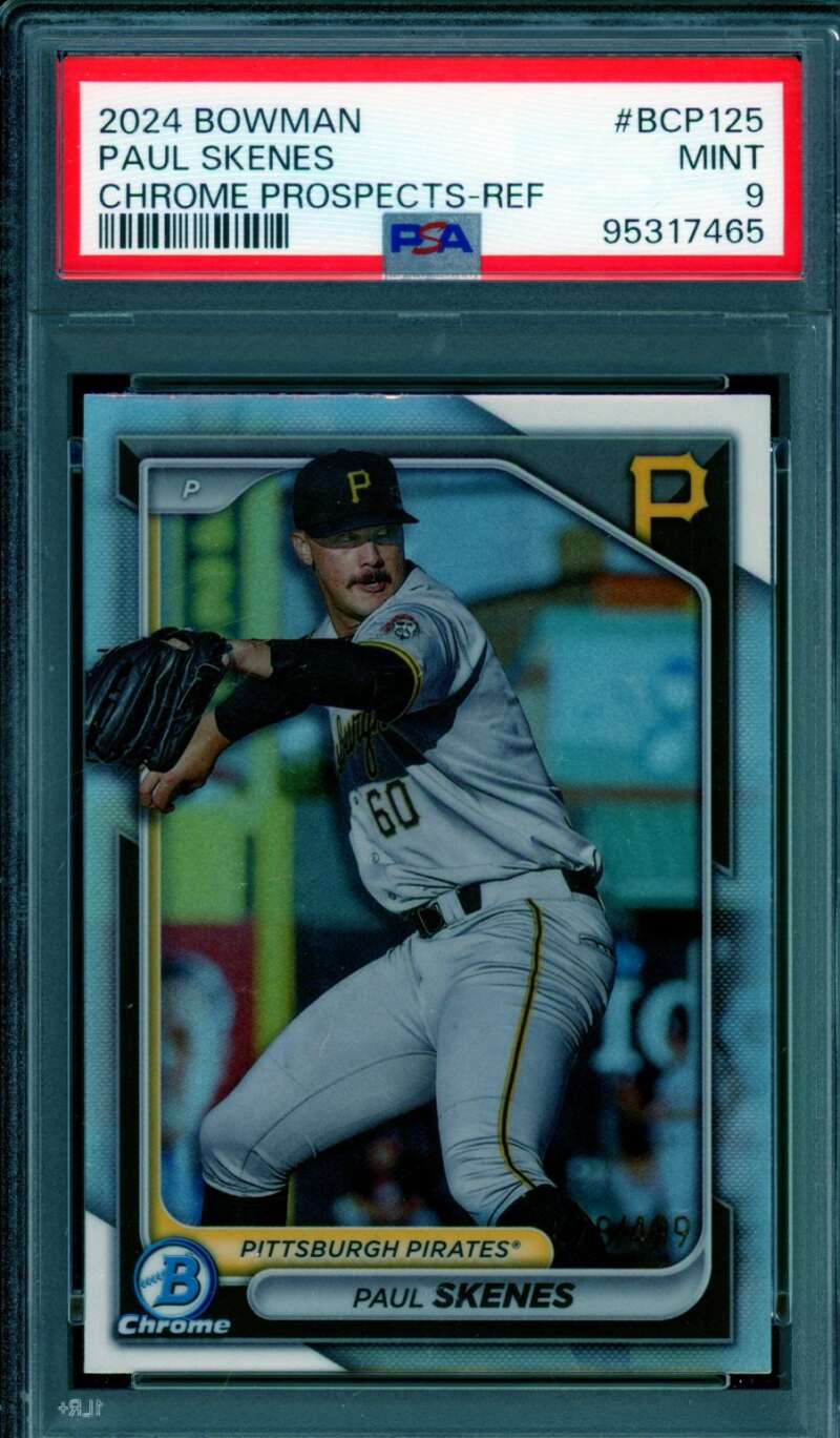 Paul Skenes Rookie Card 2024 Bowman Chrome Prospects Refractor #BCP125 PSA 9 Image 1