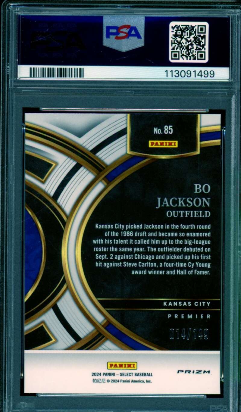 Bo Jackson 2024 Select Premier Level Marron Prizm (14/149) (pop 1) #85 PSA 10 Image 2